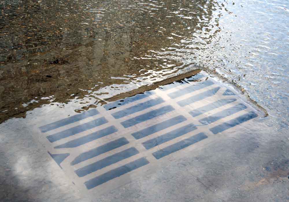 outdoor drain with standing water