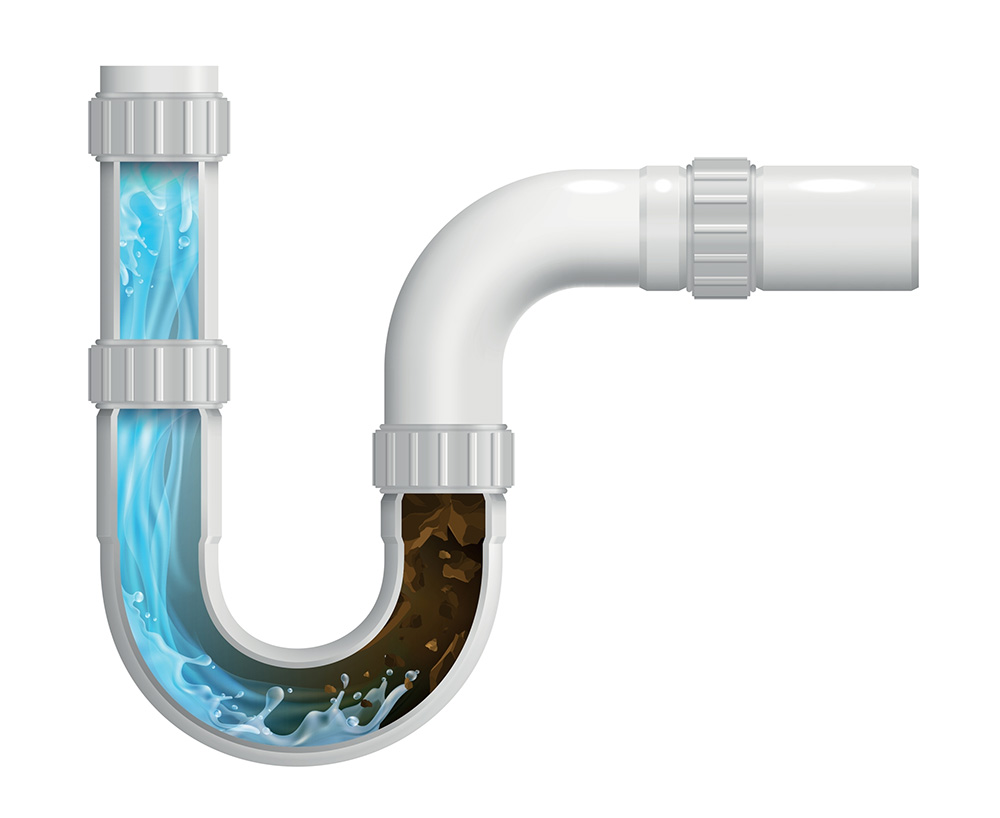 a cross-section of a clogged pipe